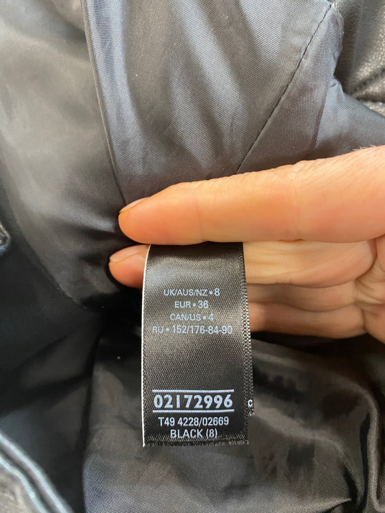 Amazing M&S Biker Jacket classic shape UK8 Black HL149