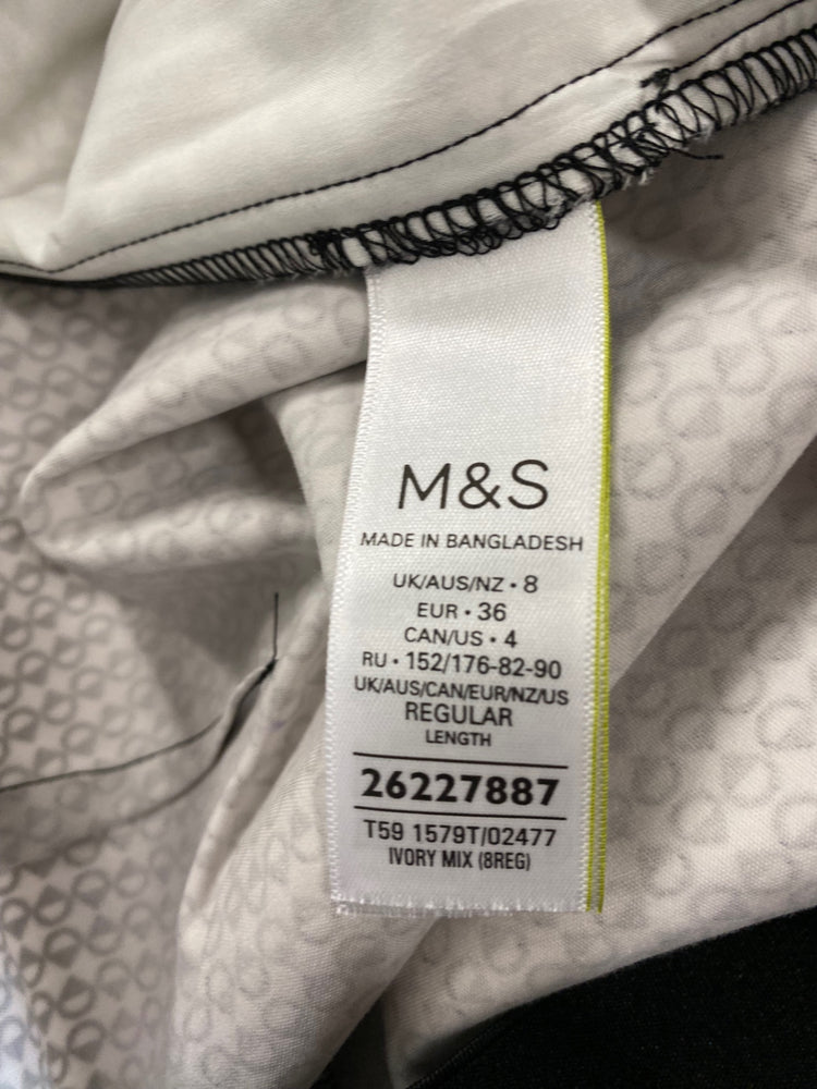 Amazing Marks and Spencer peg Trousers UK8 Black & White Monochrome HT149