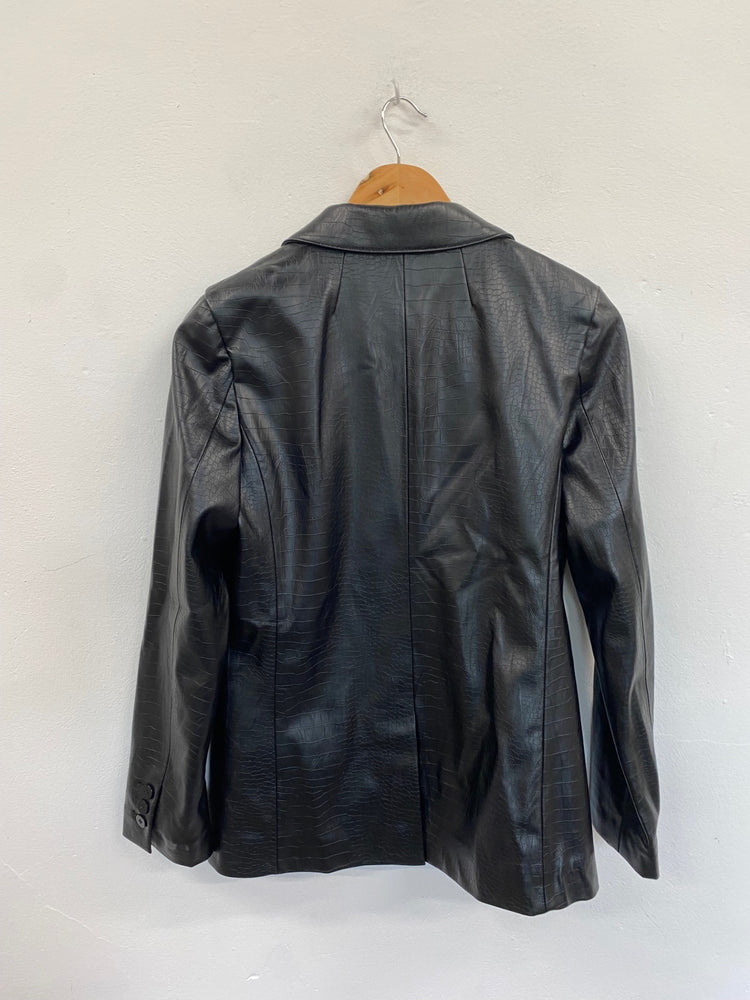 Amazing M&S Collection Blazer Uk8 Black Moc croc timeless classic HT149