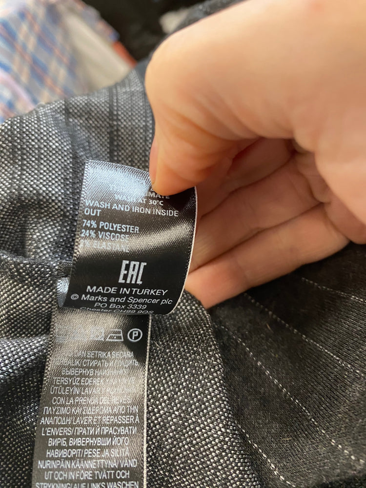 Amazing M&S Collection Pinstripe formal office Dress UK8 Grey preppy HT149