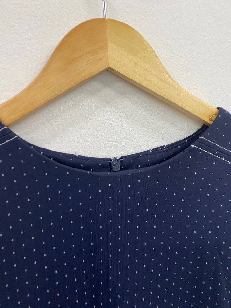 Amazing M&S Collection classic modest spot Dress UK10 Navy HT149