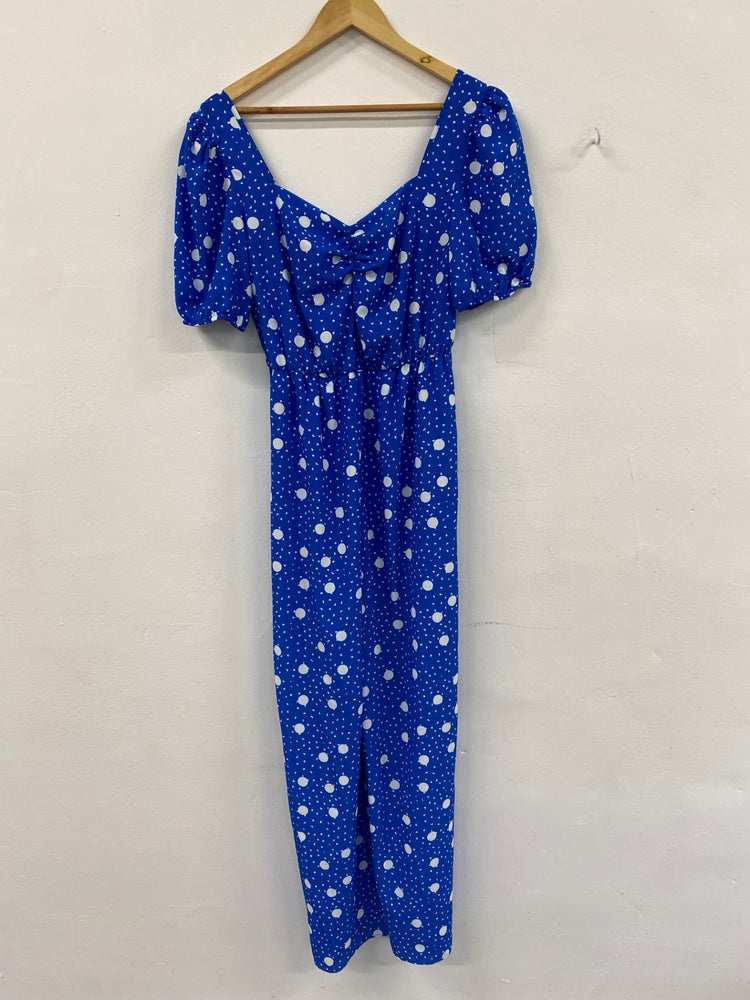 Amazing George spotty puff sleeve Jumpsuit UK8 Blue HT149