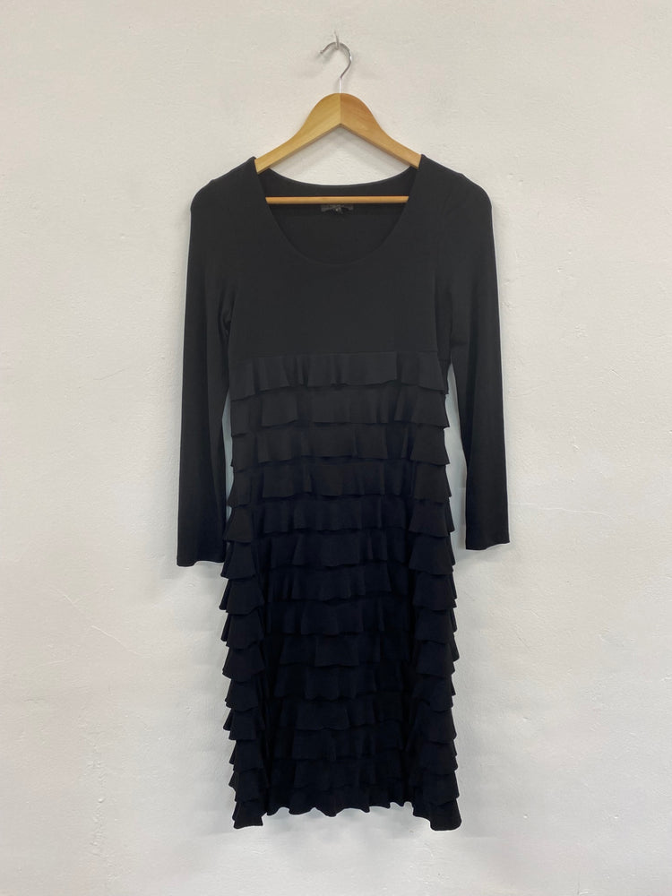 Fabulous Alexon 1920’s silhouette tiered Dress UK8 Black chic HT149