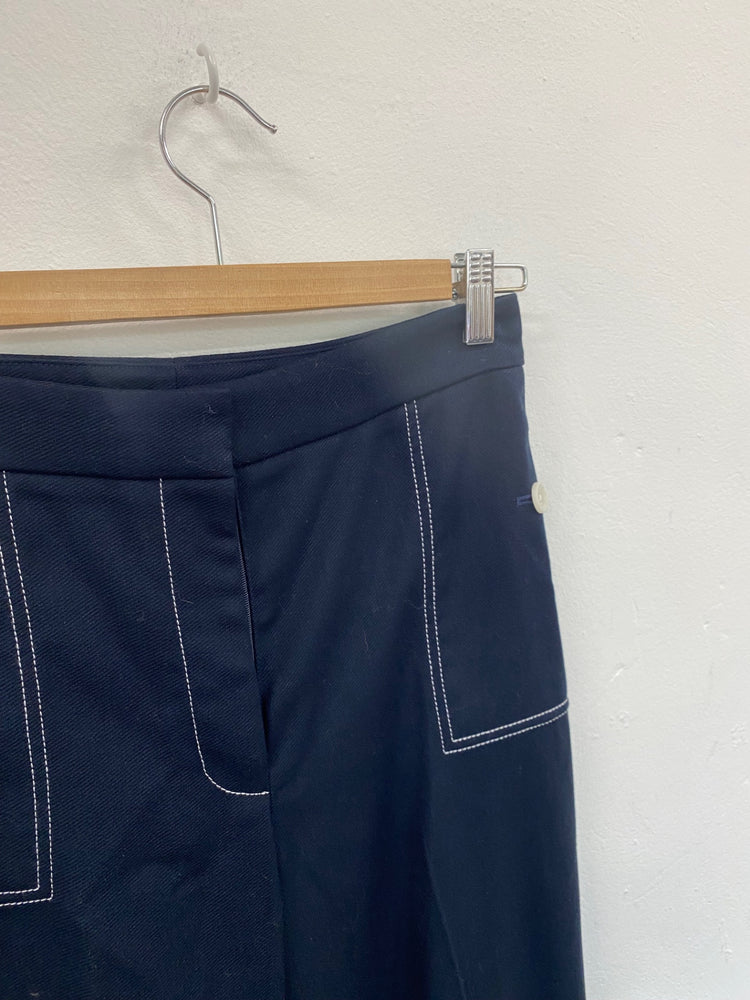 Fabulous M&S Collection Cropped trousers UK8 Navy White trim & pockets HT149