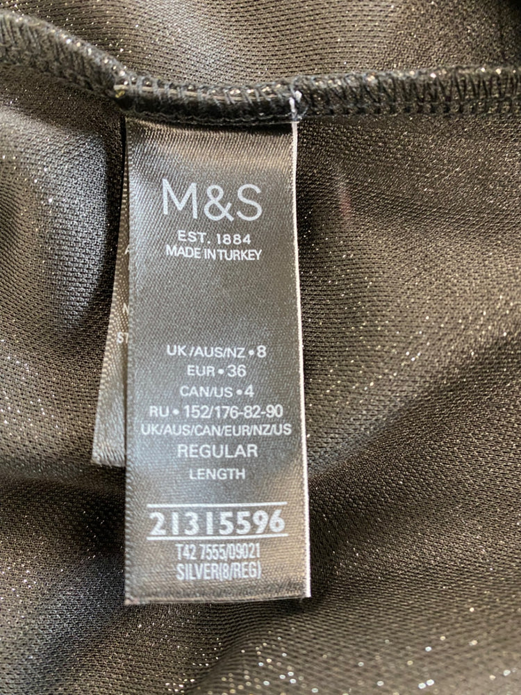Amazing Marks & Spencers Dress UK8 Silver Metallic HT149