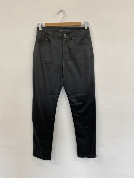 Fabulous M&S faux leather slim leg Trousers UK8 Black HT149