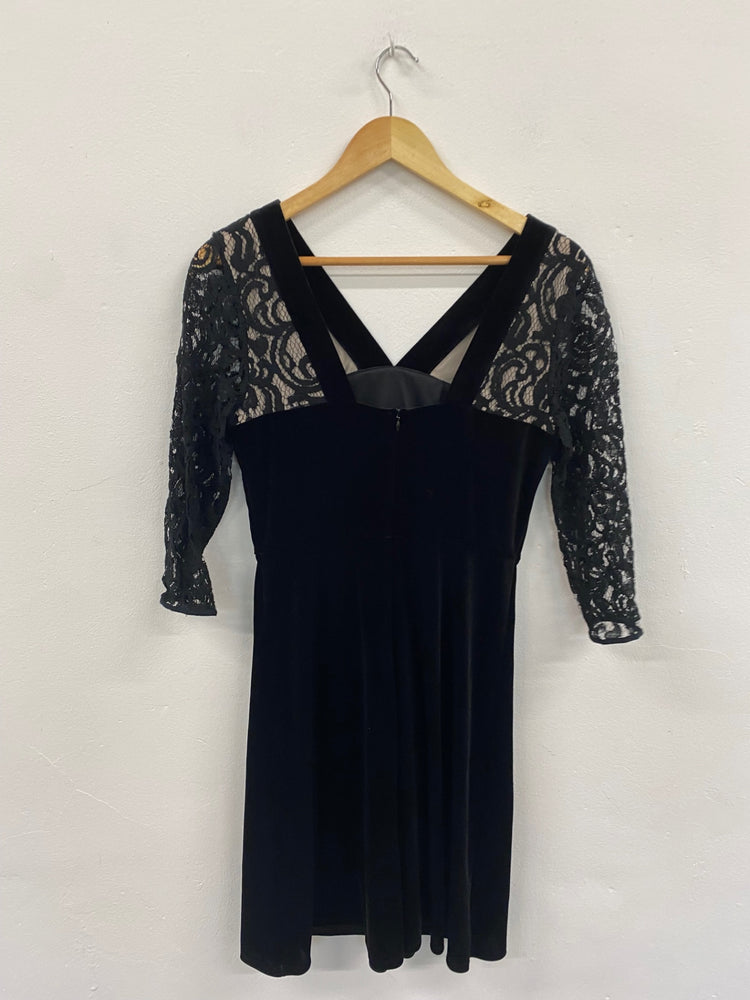 Amazing M&S Collection velvet evening Dress UK10 Black Skater HT149