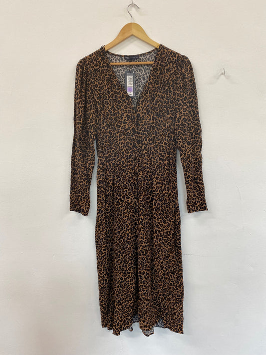 Fabulous M&S Tea Dress leopard print UK8 lightweight Midaxi HT149