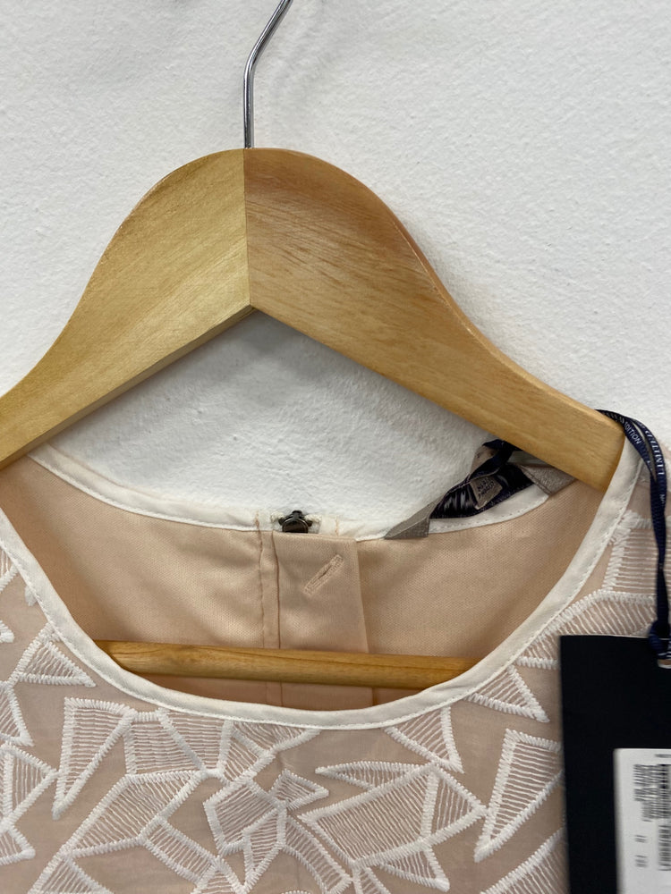 Amazing M&S Collection Occasion Party overlay Dress UK10 Beige & White New HL149