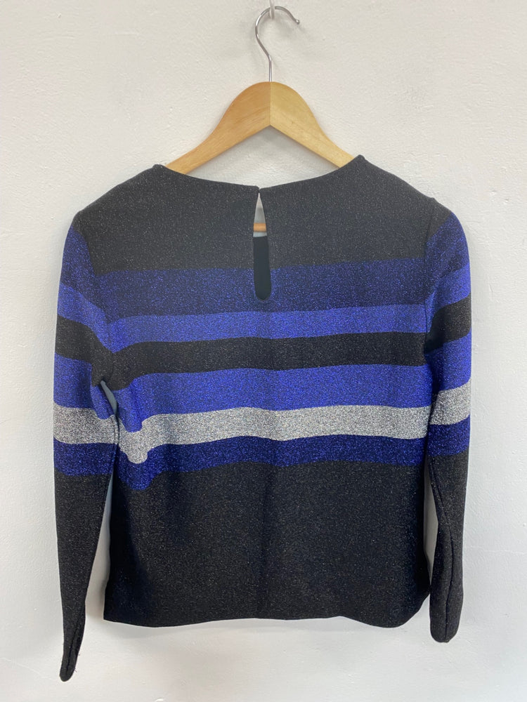 Fabulous Autograph metallic striped shimmer Sweater UK10 Black & Blue HT149