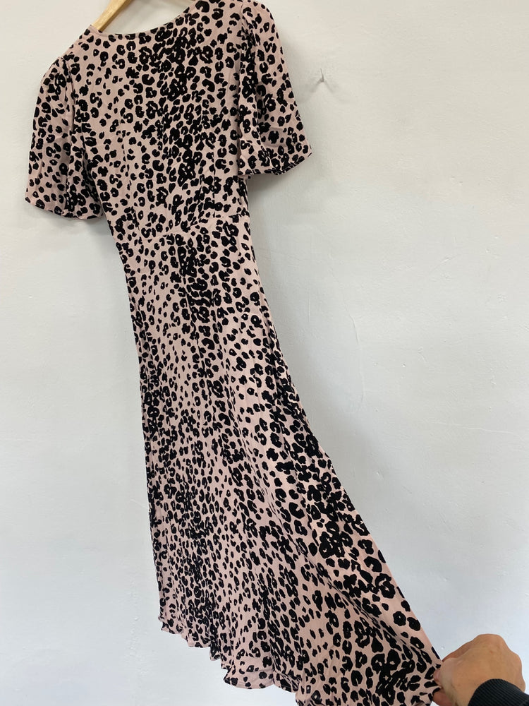 Amazing M&S rose Animal Midi Dress UK6 classic timeless HT149