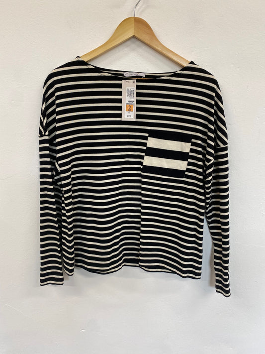 Amazing Per Una striped long sleeve t shirt Top UK10 Black & cream HT149