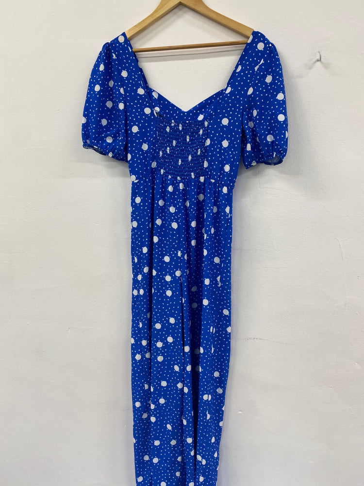 Amazing George spotty puff sleeve Jumpsuit UK8 Blue HT149