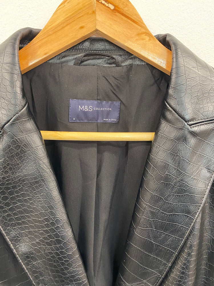 Amazing M&S Collection Blazer Uk8 Black Moc croc timeless classic HT149