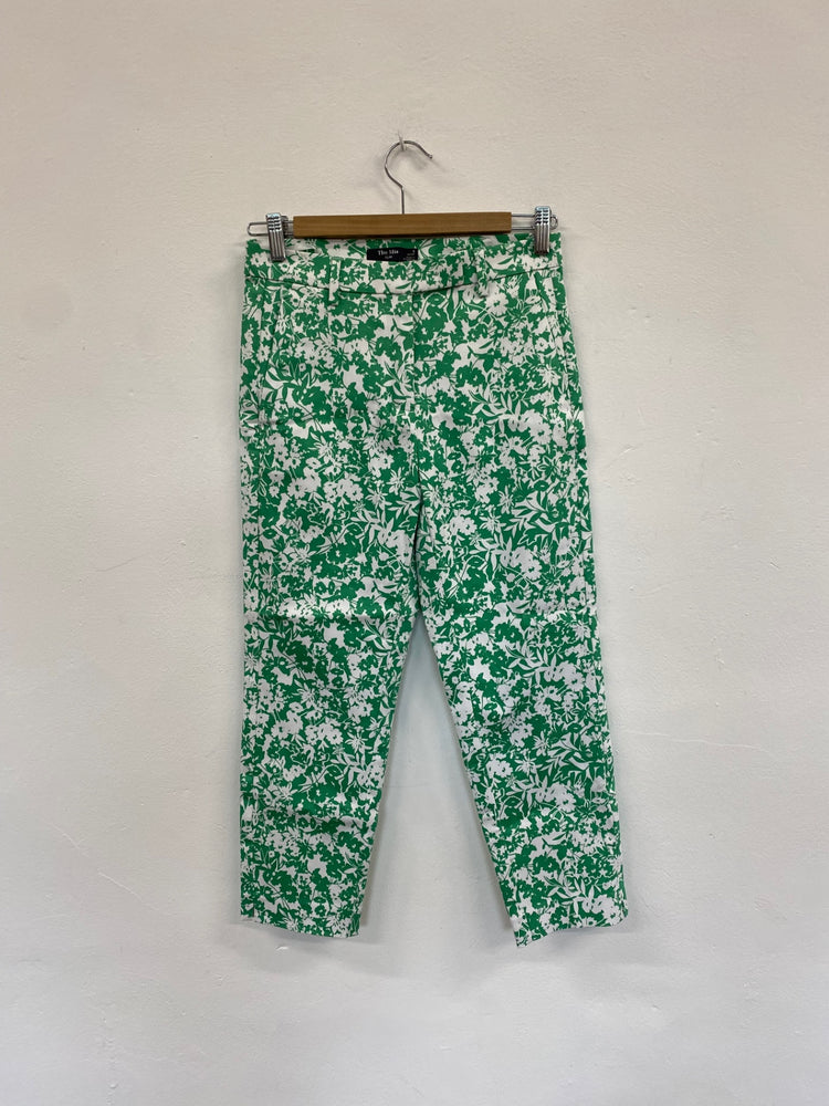 Amazing Marks & Spencers paisley floral Cropped trousers UK8 Short Green & White HL149