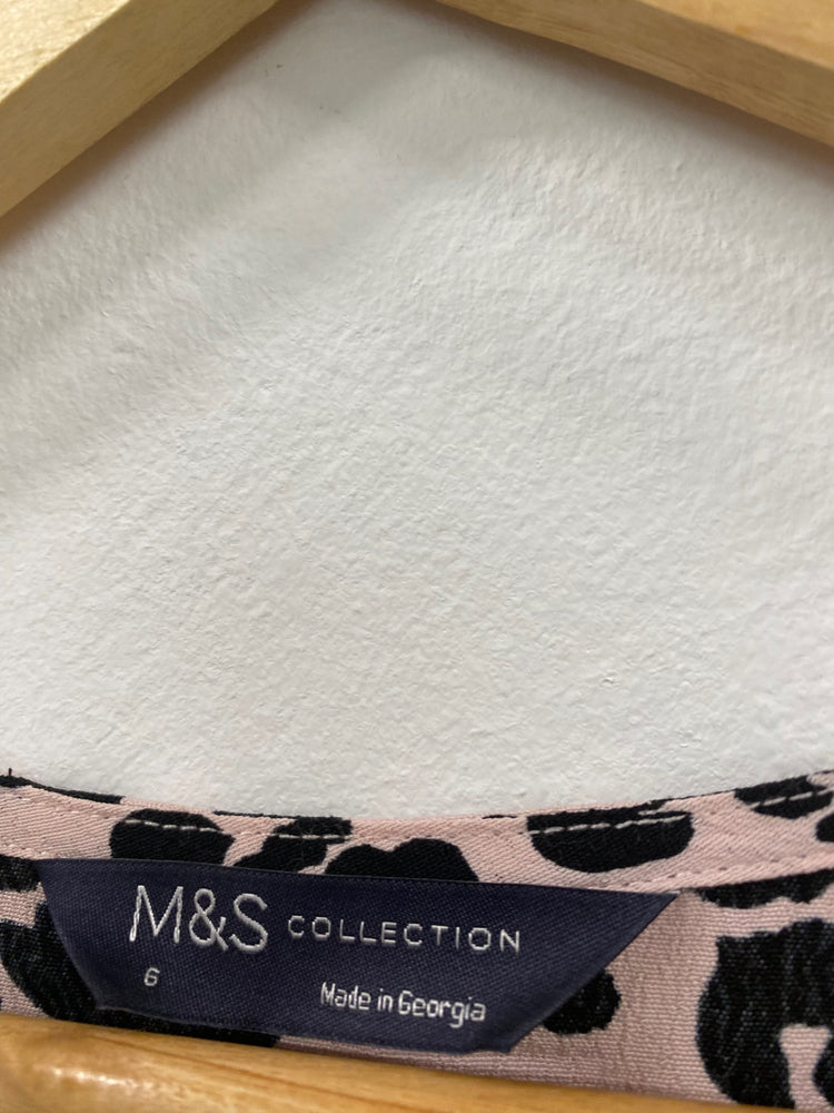 Amazing M&S rose Animal Midi Dress UK6 classic timeless HT149