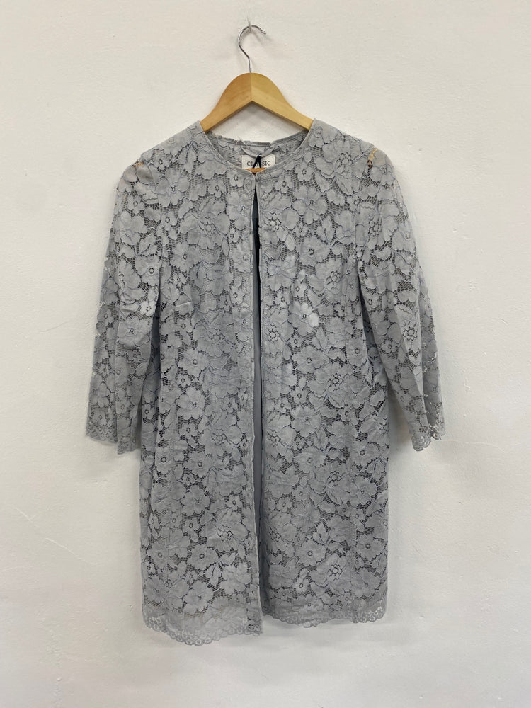 Amazing Marks & Spencers longline Weddings Occasion Formal Coat UK10 Grey blue HT149