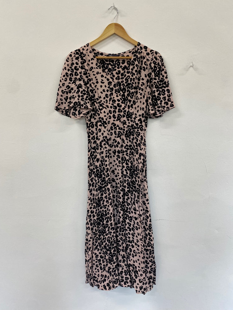 Amazing M&S rose Animal Midi Dress UK6 classic timeless HT149