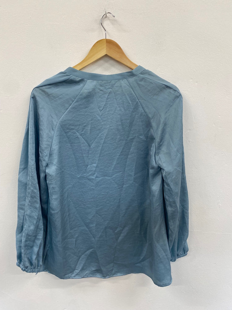 Amazing Autograph tunic gypsy Blouse UK8 Blue Slinky HT149