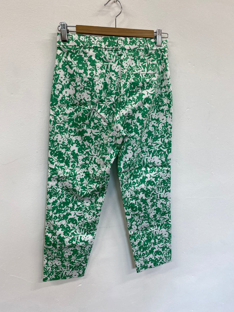 Amazing Marks & Spencers paisley floral Cropped trousers UK8 Short Green & White HL149