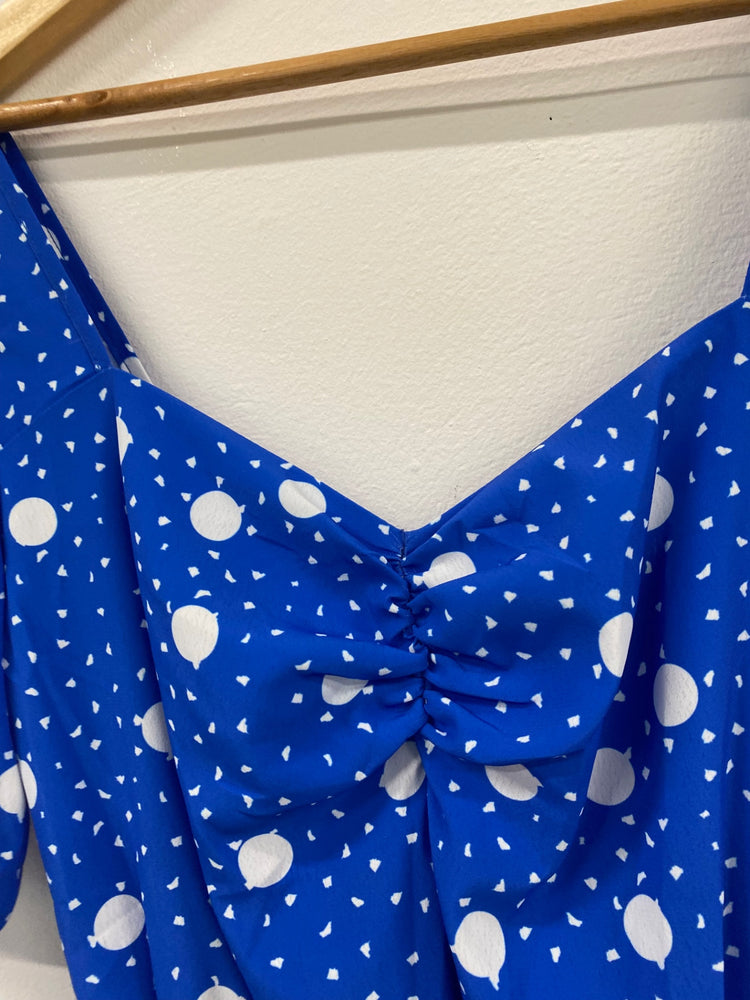 Amazing George spotty puff sleeve Jumpsuit UK8 Blue HT149