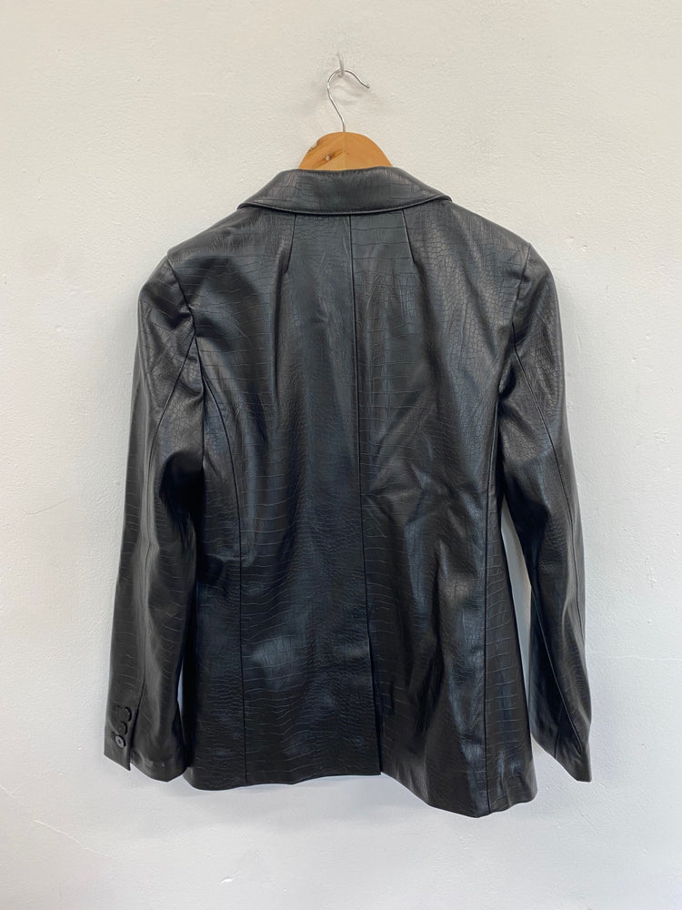 Amazing M&S Collection Blazer Uk8 Black Moc croc timeless classic HT149