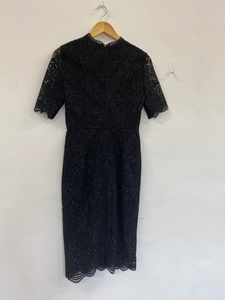 Amazing Marks &Spencer formal party occasion Dress Uk8 Black Overlay HT149