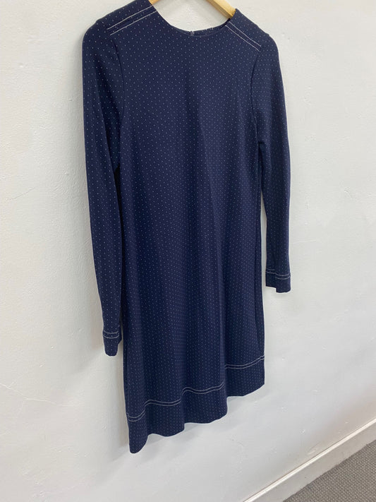 Amazing M&S Collection classic modest spot Dress UK10 Navy HT149