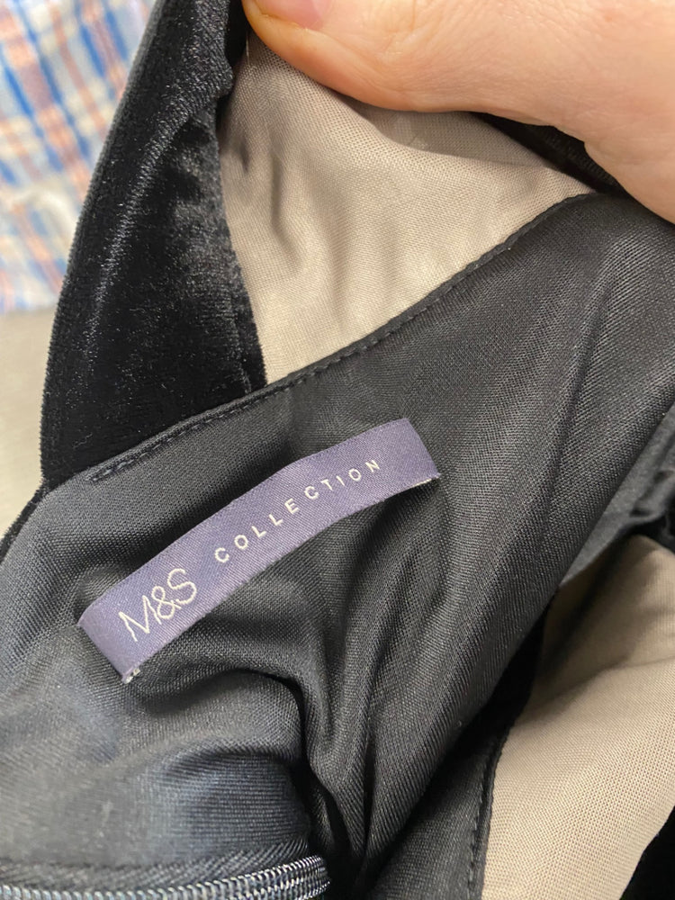 Amazing M&S Collection velvet evening Dress UK10 Black Skater HT149