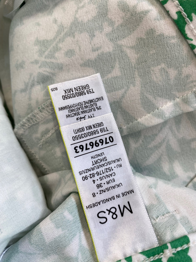 Amazing Marks & Spencers paisley floral Cropped trousers UK8 Short Green & White HL149