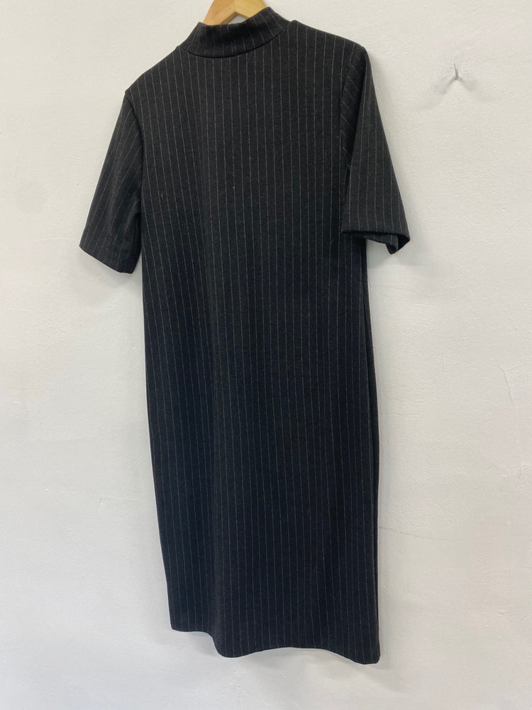 Amazing M&S Collection Pinstripe formal office Dress UK8 Grey preppy HT149