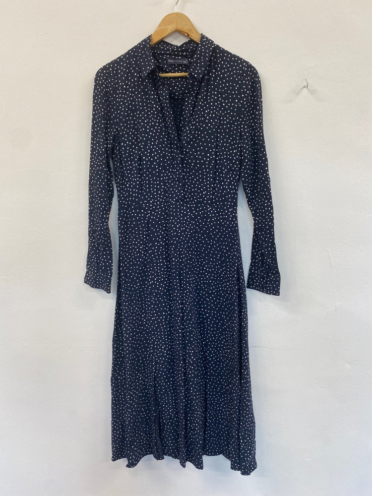 Gorgeous M&S Collection spotty tea Dress UK10 Navy Blue
