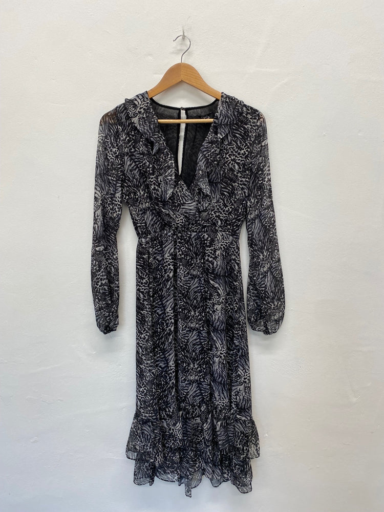 Gorgeous Star By Julien MacDonald Leopard Ruffle Midi Dress UK8 HT149