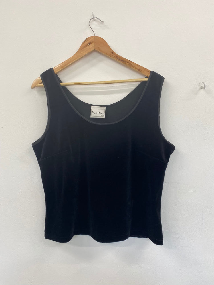 Gorgeous Frank Usher Velvet Tank Top UK18 Black classic stretch MW003