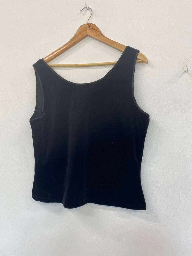 Gorgeous Frank Usher Velvet Tank Top UK18 Black classic stretch MW003