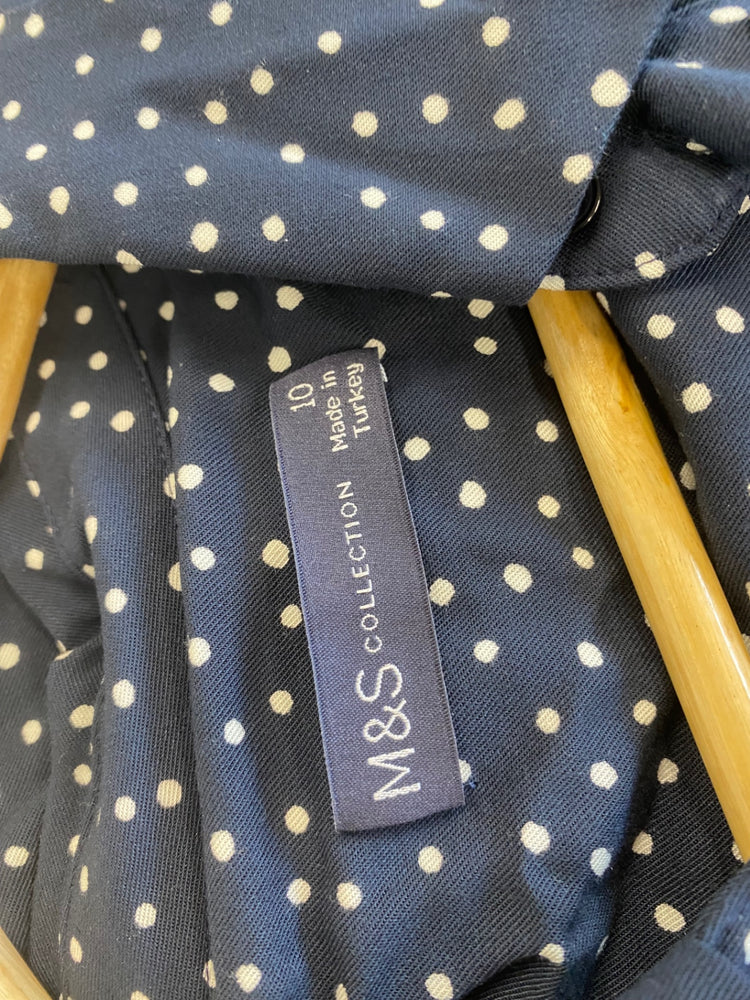 Gorgeous M&S Collection spotty tea Dress UK10 Navy Blue