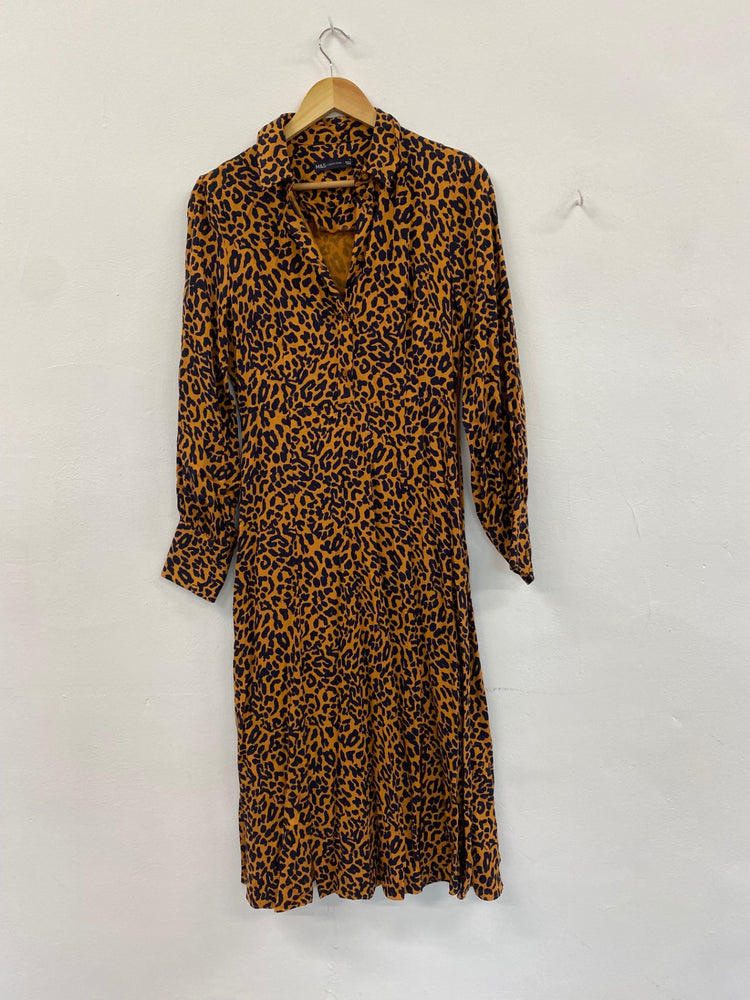 Gorgeous M&S Collection elegant Tea Dress Uk8 Brown animal print HT149