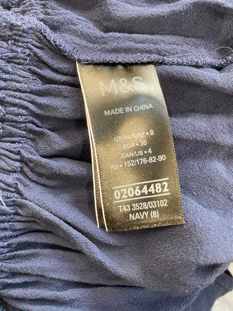 Gorgeous M&S Collection broderie detail Blouse UK8 Navy Blue HT149