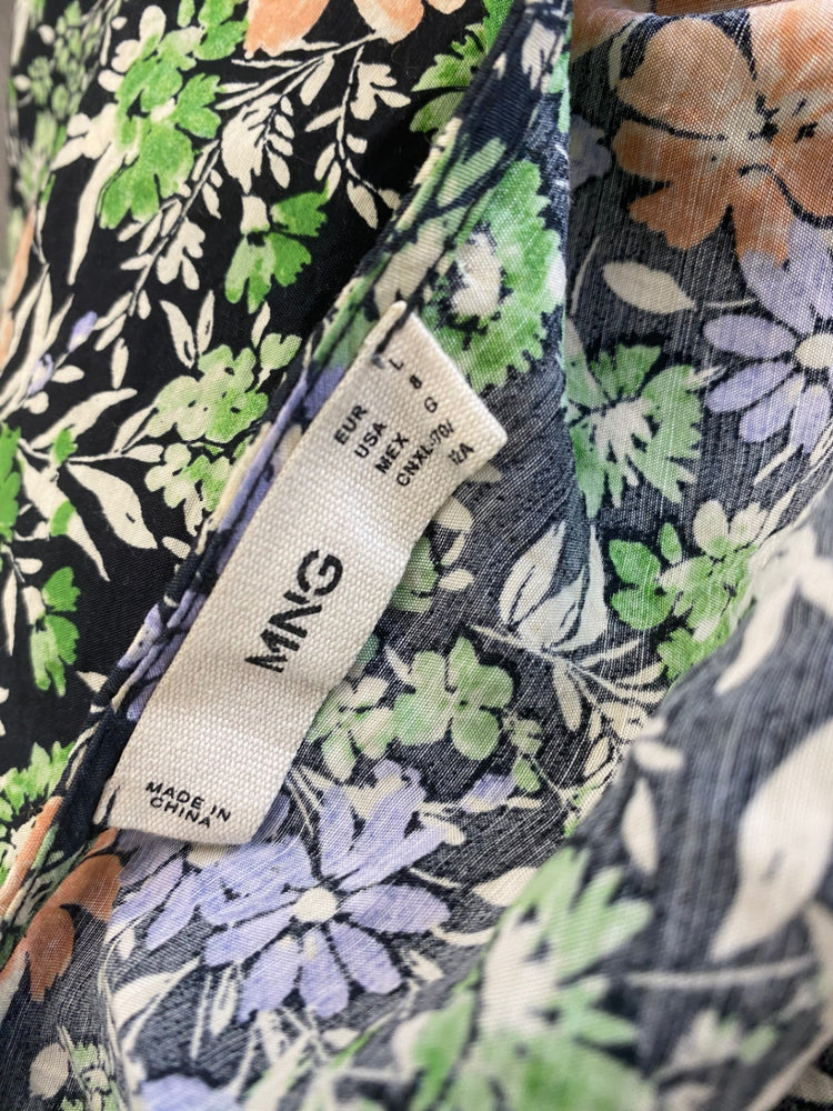 Fabulous Mango botanical floral tea Dress UK L Green HT149
