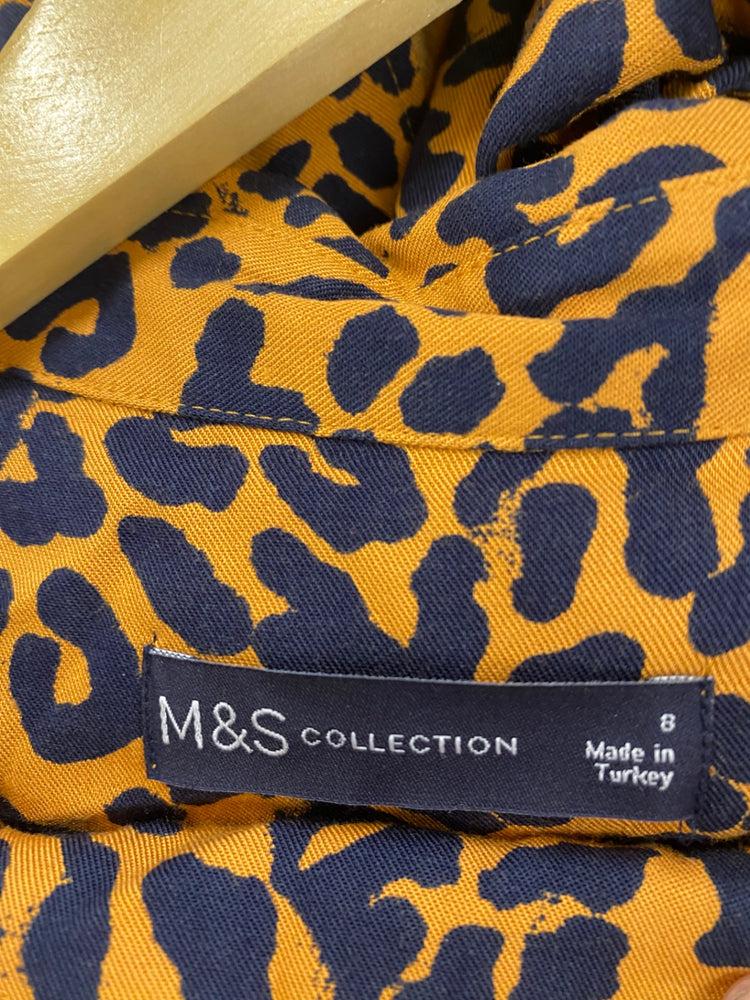 Gorgeous M&S Collection elegant Tea Dress Uk8 Brown animal print HT149