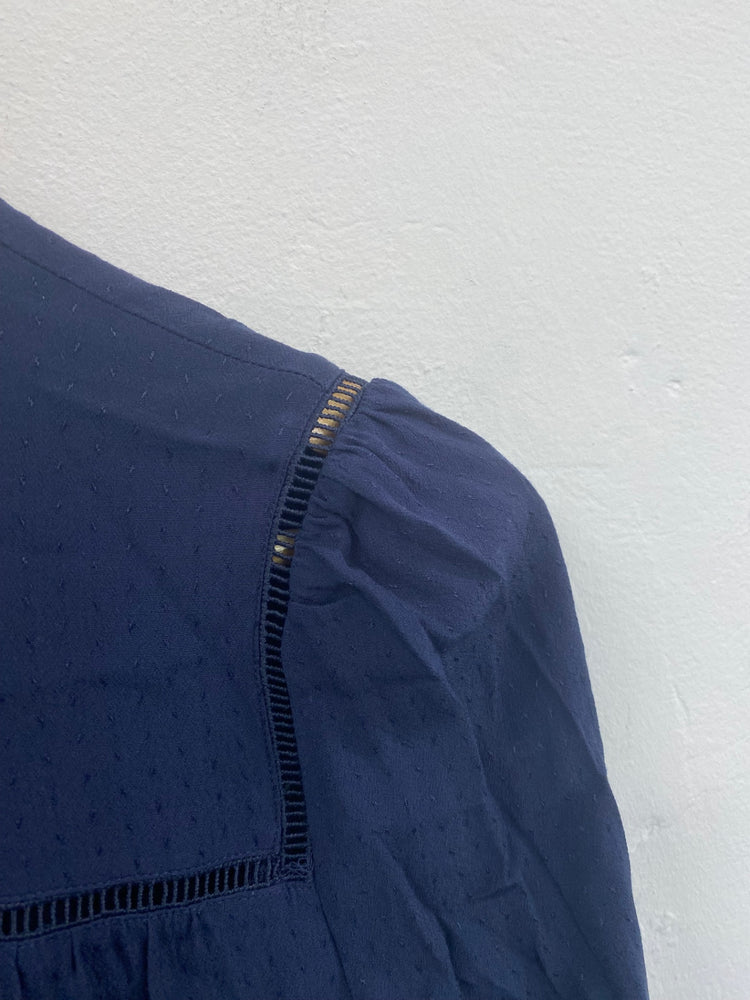 Gorgeous M&S Collection broderie detail Blouse UK8 Navy Blue HT149