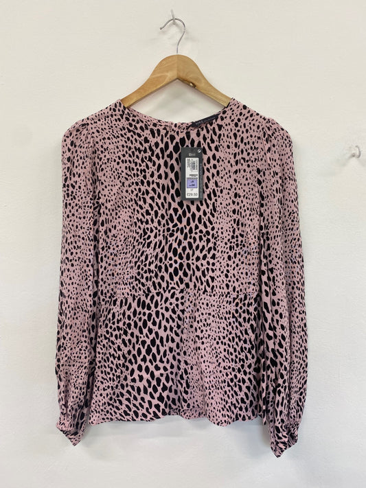 Gorgeous M&S Collection spotted Raaa animal print Blouse Uk8 Pink HT149