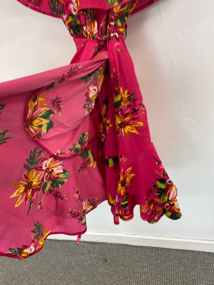 Gorgeous Boohoo flora Spanish gypsy Dress UK10 Pink Holiday events HG001