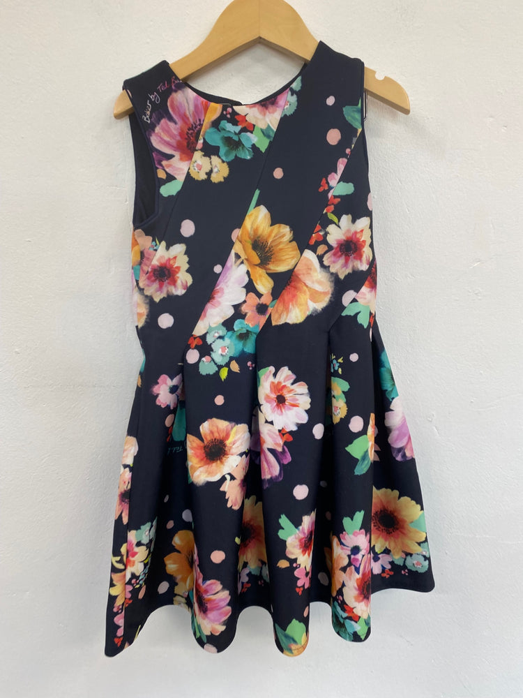 Gorgeous Ted Baker Party Dress Age 6 Navy Floral scuba fabric HG001