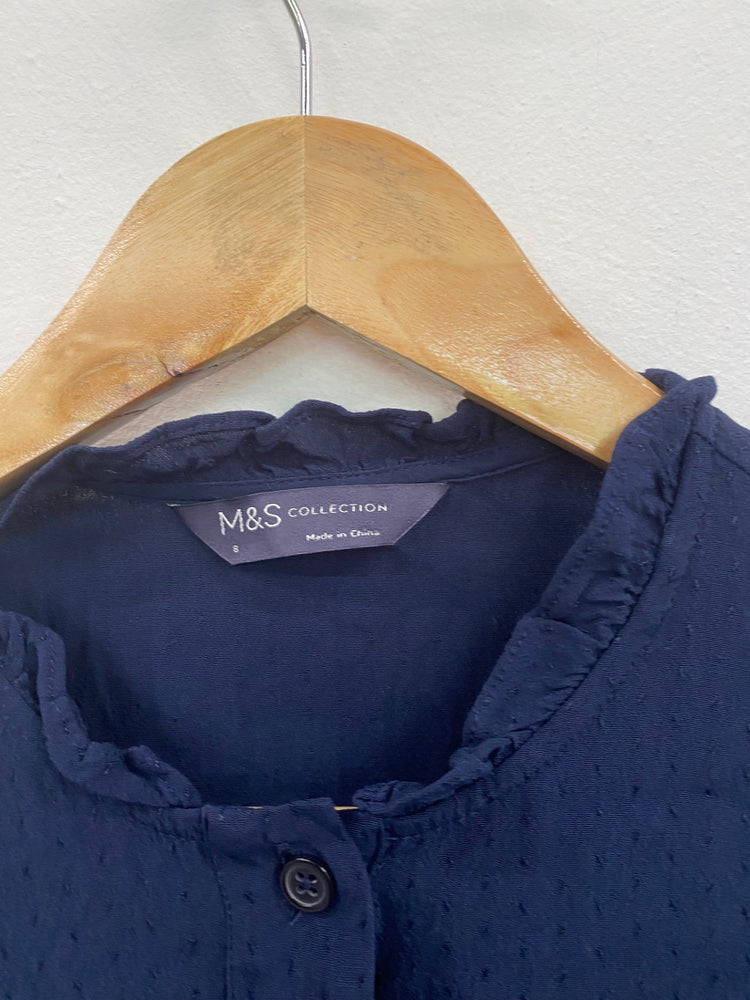 Gorgeous M&S Collection broderie detail Blouse UK8 Navy Blue HT149