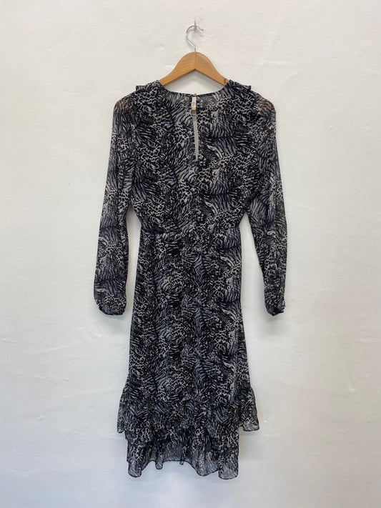 Gorgeous Star By Julien MacDonald Leopard Ruffle Midi Dress UK8 HT149