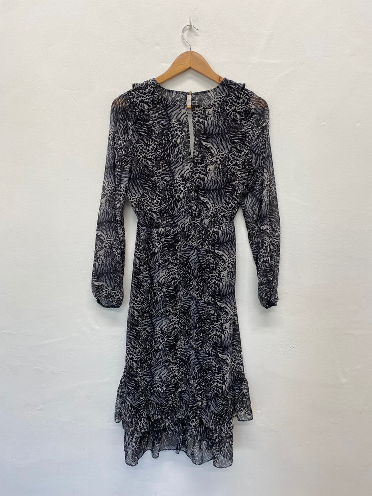 Gorgeous Star By Julien MacDonald Leopard Ruffle Midi Dress UK8 HT149