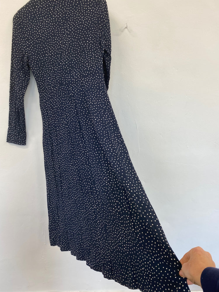 Gorgeous M&S Collection spotty tea Dress UK10 Navy Blue