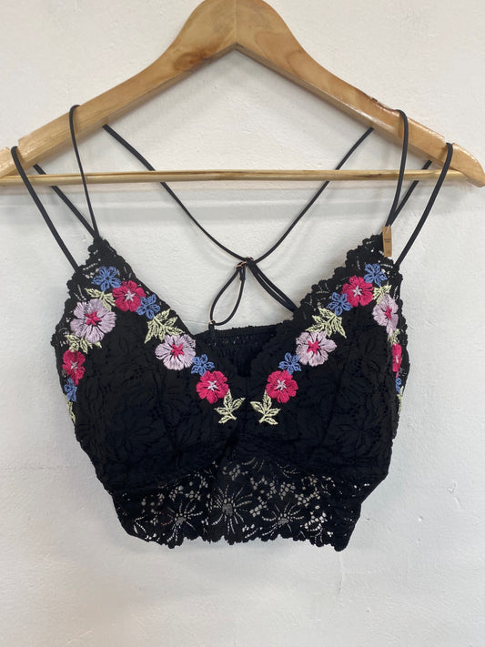 Gorgeous Victoria secrets pink floral embroidered lace bralette Top UkL Black new HG001