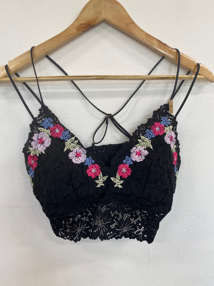 Gorgeous Victoria secrets pink floral embroidered lace bralette Top UkL Black new HG001